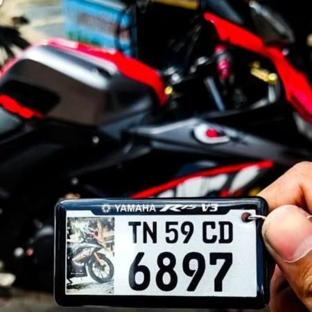 bike keychain with number plate