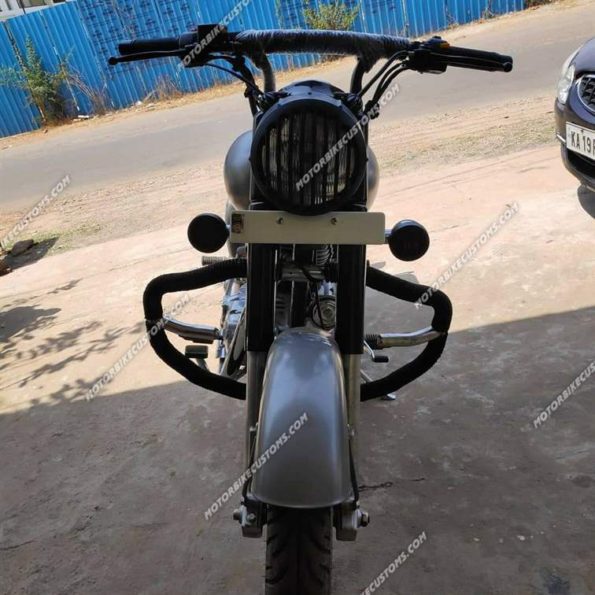 Dual Triple Curved Handlebar PipeRod Black for Royal Enfield (1)