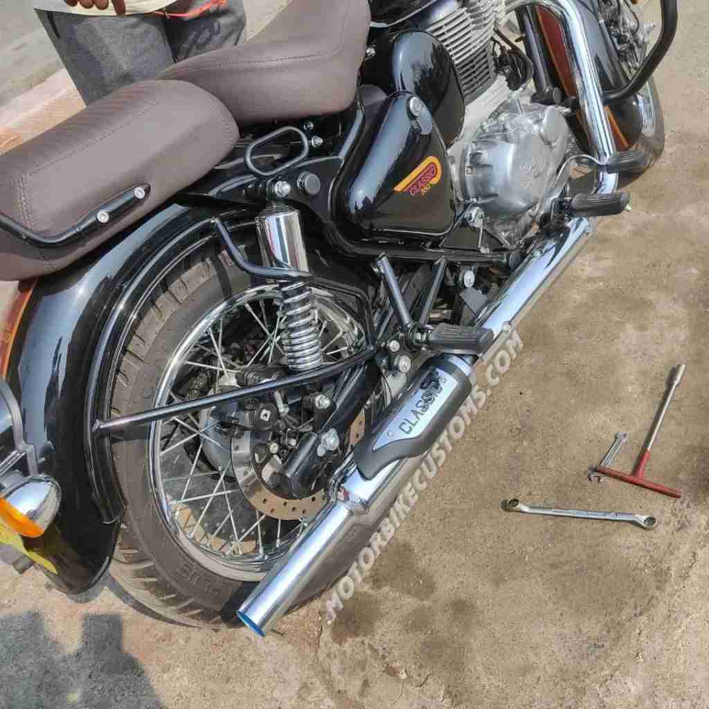 Short Silencer Exhaust For Royal Enfield Bullet 350 & 500cc - Chrome Steel, Bolt-On